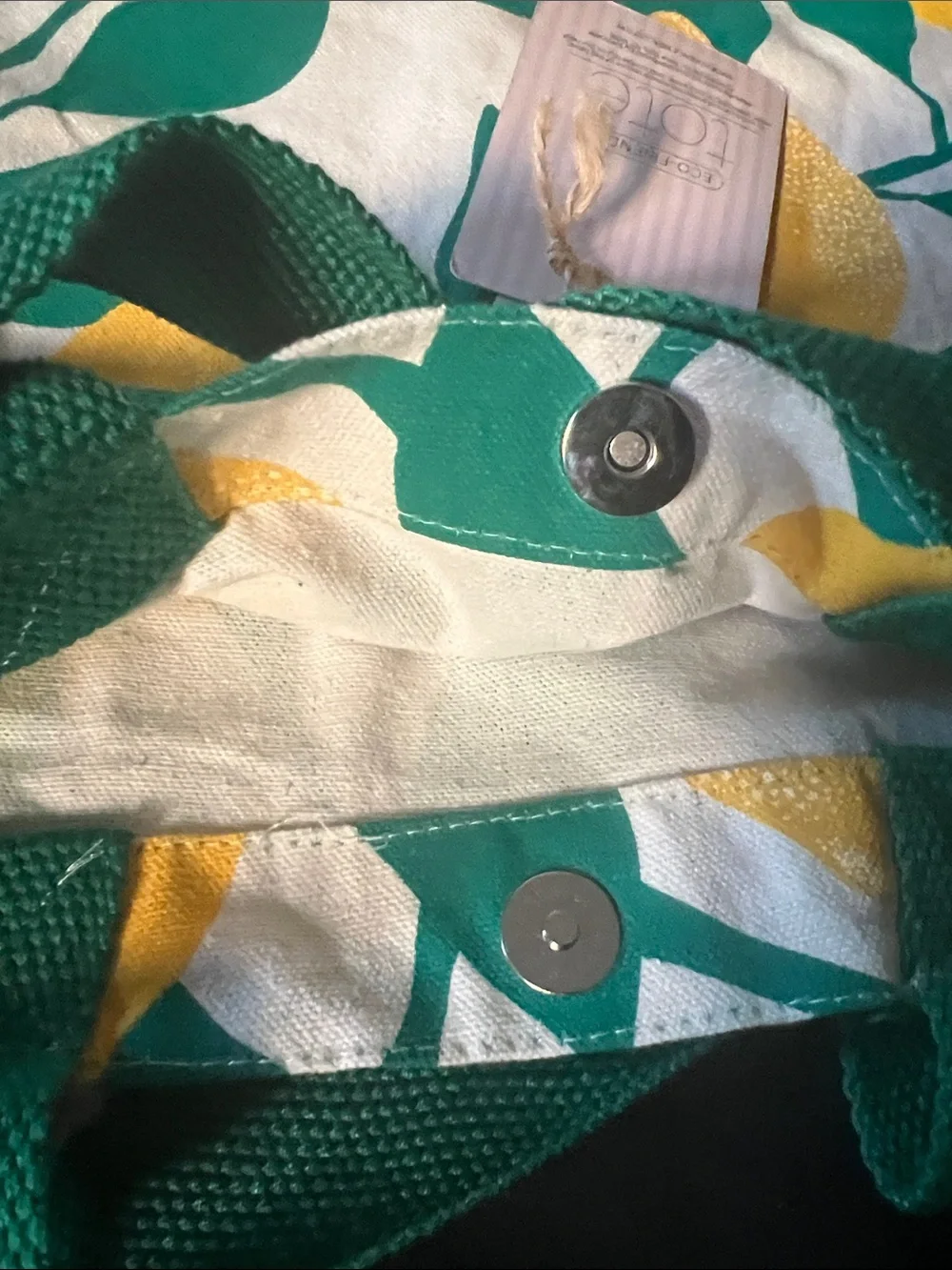 Green & Yellow Lemon Print Canvas Shoulder Bag